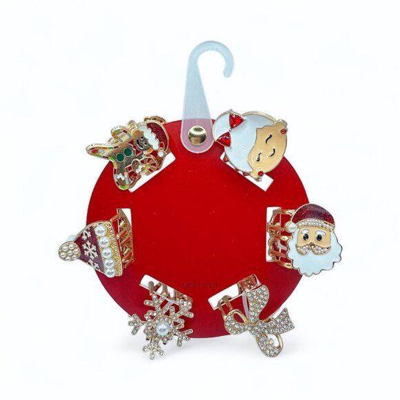 NEW 3x Piper K - Christmas Winter Rhinestone & Pearl Embellished Mini Claw Clips - Picture 5 of 5